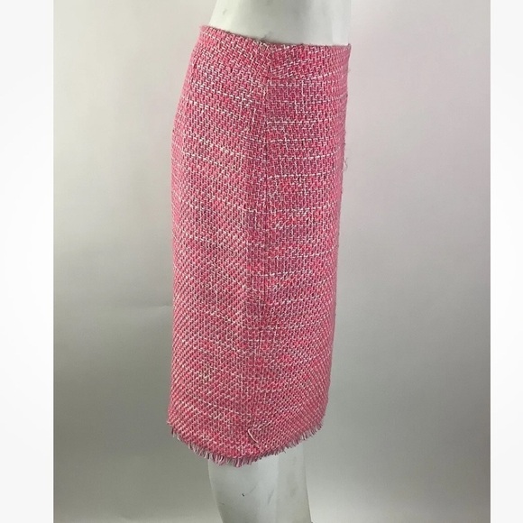 NWT J Crew Sz 8 Tweed Pencil Skirt Pink Acrylic Polyester Business Casual - Picture 2 of 6
